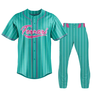 Baseball Uniform Aqua Green Stripe