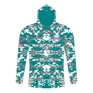 CA Long Sleeve Shirt with hoodie Gray Teal Camo