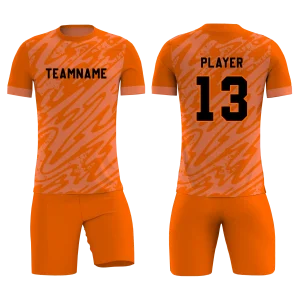 Soccer Uniform Orange White Stripe