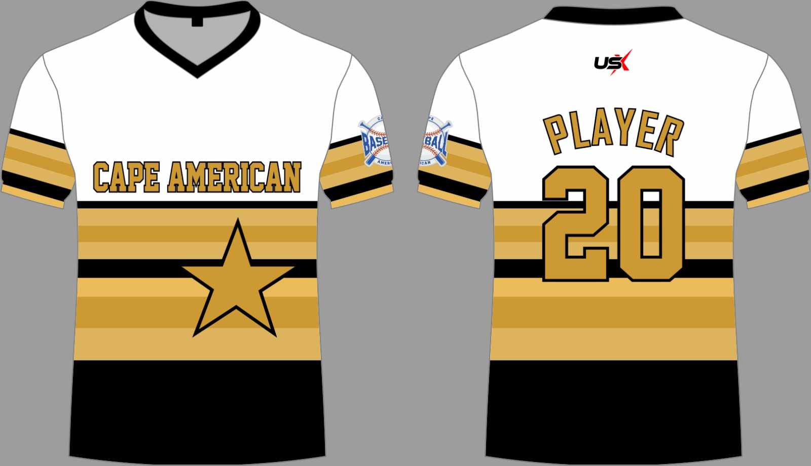 CA Crew Neck Dri Fit Shirt Gold Black