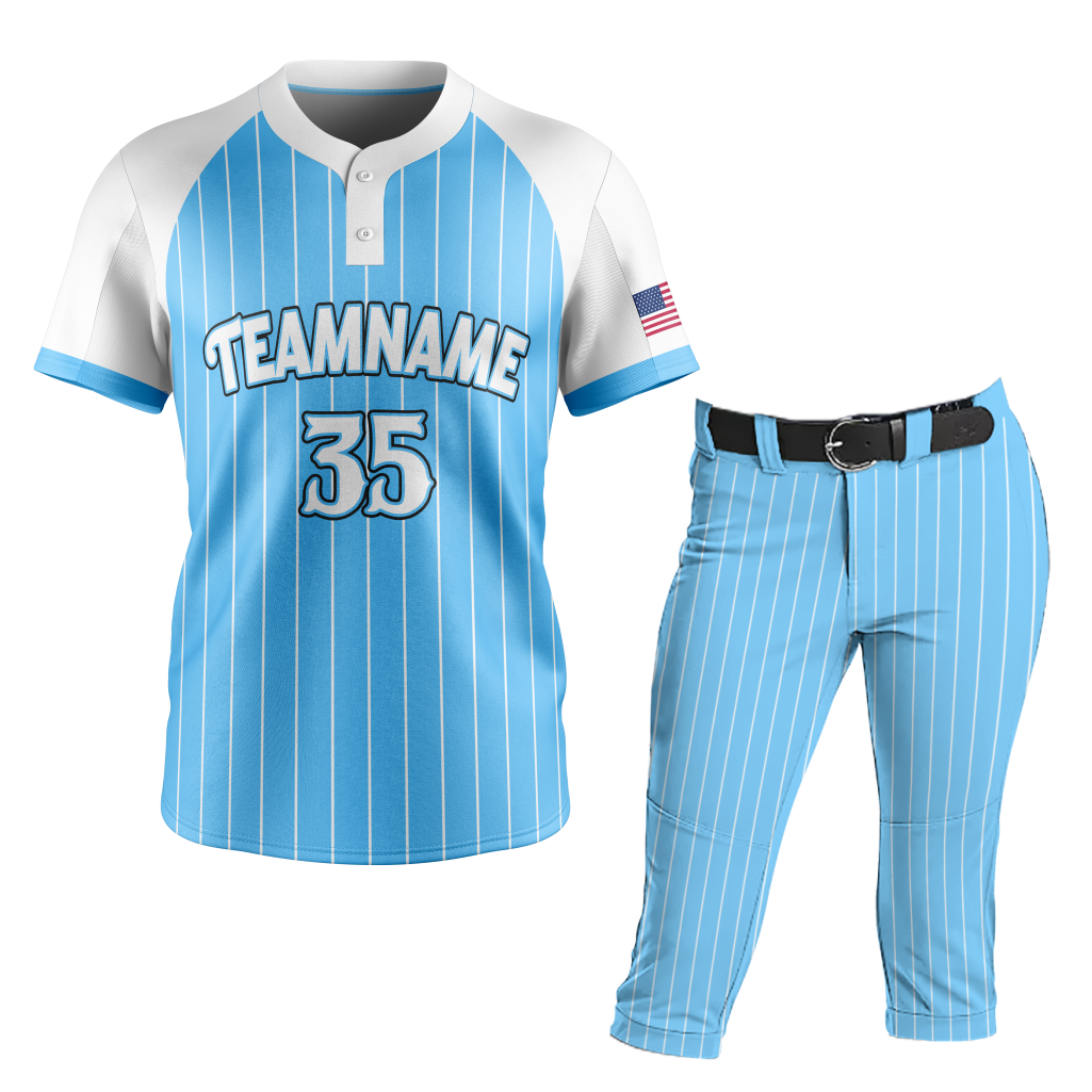 Softball Columbia Blue Stripe Uniform