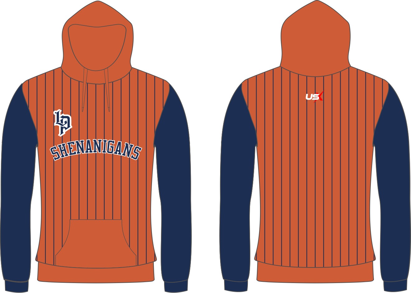 Shenanigans Sweatshirt hoodie Orange Stripe