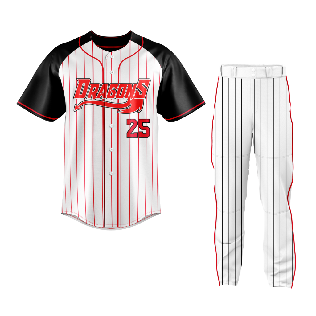 Baseball White Black Stripe Uniform