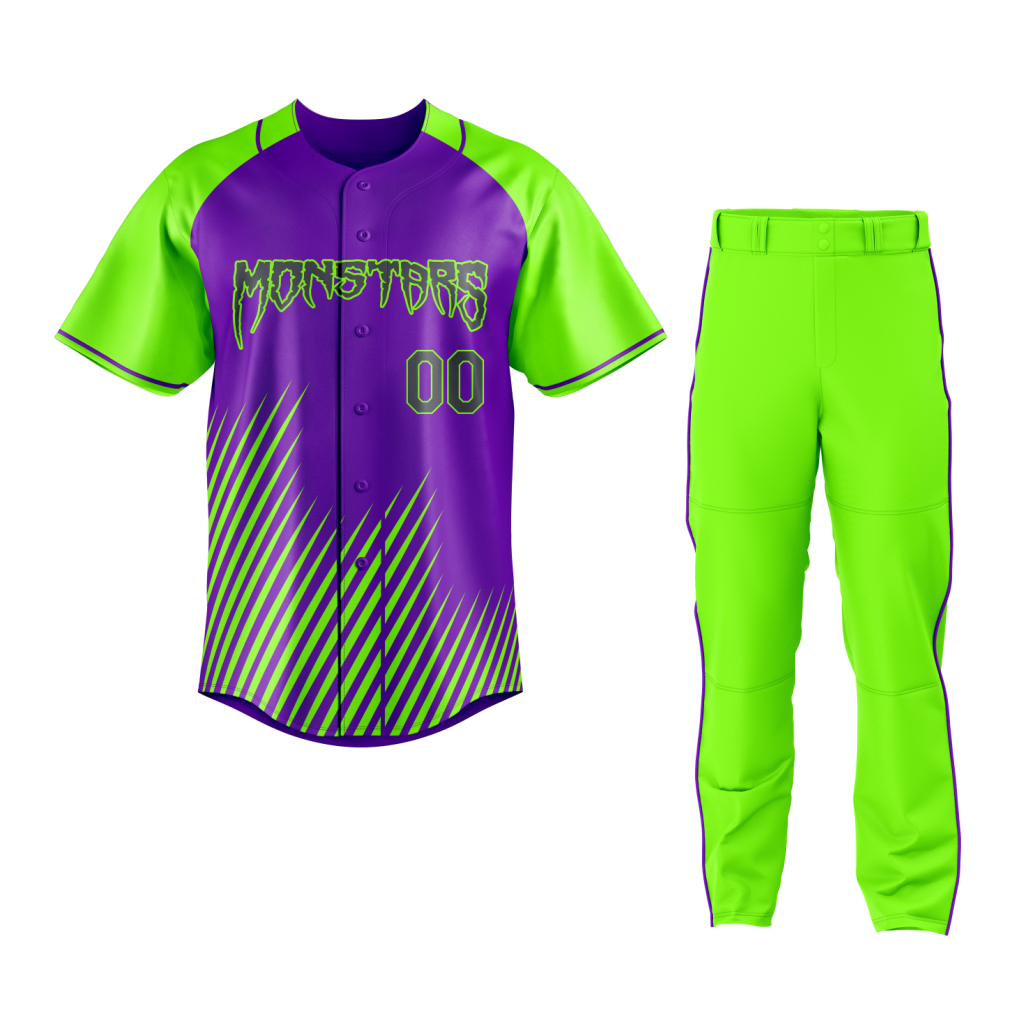 Baseball Lime Green Purple Uniform